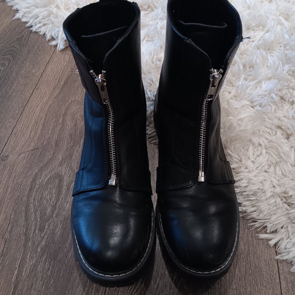 Womans black combat boots / Size 9 / Black - Picture 5 of 8